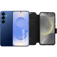 Koop Samsung Galaxy S25 128GB Donkerblauw 5G + BlueBuilt Book Case Zwart - 6151119537551