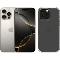 Koop Apple iPhone 16 Pro Max 256GB Natural Titanium + BlueBuilt Back Cover Transparant - 6151121897896