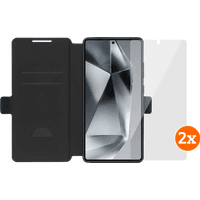 Koop BlueBuilt Samsung Galaxy S25 Ultra Book Case Zwart + Screenprotector Glas Duo Pack - 6151130995941