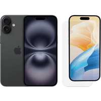 Koop Apple iPhone 16 128GB Zwart + BlueBuilt Screenprotector Glas - 6151121633654