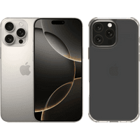 Koop Apple iPhone 16 Pro Max 256GB Natural Titanium + BlueBuilt Back Cover Transparant - 6151121897896
