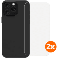 Koop BlueBuilt Back Cover iPhone 16 Pro Max Zwart + Screenprotector Glas Duo Pack - 6151131285218