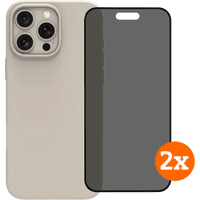 Koop BlueBuilt Back Cover iPhone 16 Pro Max Beige + Privacy Filter Screenprotector Duo Pack - 6151131469441