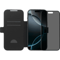 Koop BlueBuilt Apple iPhone 17 Pro Max Book Case Leer Zwart + BlueBuilt iPhone 17 Pro Max Privacy Screenprotector Glas - 6151127491456