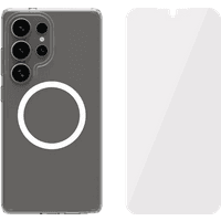 Koop BlueBuilt Protective Back Cover met Magneet Samsung Galaxy S25 Ultra Transparant + Screenprotector Glas - 6151128688626