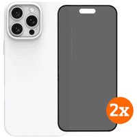 Koop BlueBuilt Back Cover iPhone 16 Pro Max Wit + Privacy Filter Screenprotector Glas Duo Pack - 6151131492470