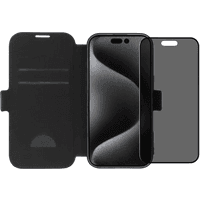 Koop BlueBuilt Apple iPhone 16 Pro Book Case Leer Zwart + Privacy Filter Screenprotector Glas - 6151131935984