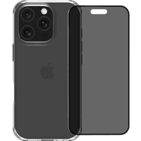 Koop BlueBuilt Protective Back Cover iPhone 16 Pro Transparant + Privacy Screenprotector Glas - 6151131952974