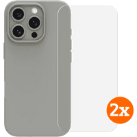 Koop BlueBuilt Back Cover iPhone 16 Pro Grijs + Screenprotector Glas Duo Pack - 6151132018020