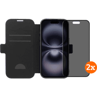 Koop BlueBuilt Apple iPhone 17 Book Case Leer Zwart + Privacy Filter Screenprotector Duo Pack - 6151132073081