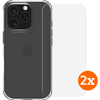 Koop BlueBuilt Protective Back Cover iPhone 16 Pro Transparant + Screenprotector Glas Duo Pack - 6151132124141