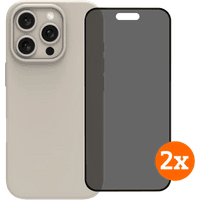 Koop BlueBuilt Back Cover iPhone 16 Pro Beige + Privacy Filter Screenprotector Glas Duo Pack - 6151132229266