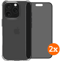 Koop BlueBuilt Protective Cover iPhone 16 Pro Transparant + Privacy Screenprotector Duo Pack - 6151132279254