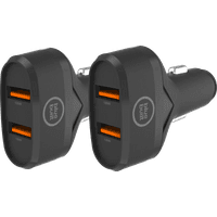 Koop BlueBuilt Quick Charge Autolader met 2 Usb A Poorten 18W Zwart Duo Pack - 6095605293203