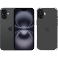 Koop Apple iPhone 16 Plus 128GB Zwart + BlueBuilt Protective Back Cover Transparant - 6151121692620