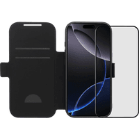 Koop BlueBuilt Apple iPhone 17 Pro Book Case Leer Zwart + BlueBuilt iPhone 17 Pro Screenprotector Glas - 6151127469462