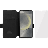 Koop BlueBuilt Samsung Galaxy S25 Book Case Leer Zwart + BlueBuilt Screenprotector Glas - 6151128660608