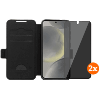 Koop BlueBuilt Samsung Galaxy S25 Book Case Zwart + Privacy Filter Screenprotector Duo Pack - 6151131418487