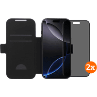 Koop BlueBuilt Apple iPhone 17 Pro Book Case Leer Zwart + Privacy Screenprotector Duo Pack - 6151131791795