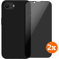 Koop BlueBuilt Back Cover iPhone 16e Zwart + Privacy Filter Screenprotector Glas Duo Pack - 6151132362369