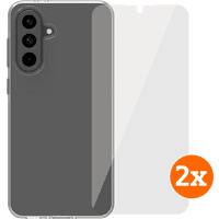 Koop BlueBuilt Samsung Galaxy A56 Back Cover Transparant + Screenprotector Glas Duo Pack - 6151132067004