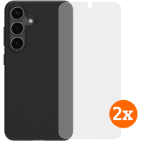Koop BlueBuilt Samsung Galaxy S25 Back Cover Zwart + Screenprotector Glas Duo Pack - 6151131571564