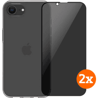 Koop BlueBuilt Back Cover iPhone 17e/16e Transparant + Privacy Filter Screenprotector Glas Duo Pack - 6151132344303