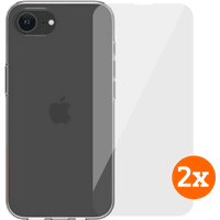 Koop BlueBuilt Back Cover iPhone 17e/16e Transparant + Screenprotector Glas Duo Pack - 6151132382350