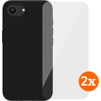 Koop BlueBuilt Back Cover iPhone 17e/16e Zwart + Screenprotector Glas Duo Pack - 6151132415454