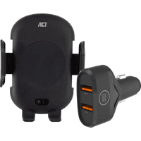 Koop ACT Telefoonhouder Auto Luchtrooster/Dashboard met Draadloos Opladen + Oplader 18W - 6095606033013