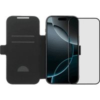 Koop BlueBuilt Apple iPhone 17 Pro Max Book Case Leer Zwart + BlueBuilt iPhone 17 Pro Max Screenprotector Glas - 6151127522501