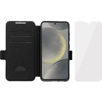 Koop BlueBuilt Samsung Galaxy S25 Book Case Leer Zwart + BlueBuilt Screenprotector Glas - 6151128660608