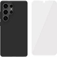 Koop BlueBuilt  Samsung Galaxy S25 Ultra Back Cover Zwart + BlueBuilt Screenprotector Glas - 6151128683638