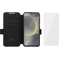 Koop BlueBuilt  Samsung Galaxy S25 Ultra Book Case Leer Zwart + BlueBuilt Screenprotector Glas - 6151128685670