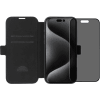 Koop BlueBuilt Apple iPhone 16 Pro Max Book Case Leer Zwart + Privacy Screenprotector Glas - 6151131249296