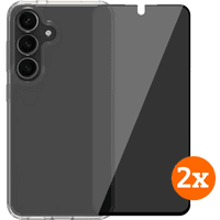 Koop BlueBuilt Protective Cover Samsung Galaxy S25 Transparant + Privacy Protector Duo Pack - 6151131388391