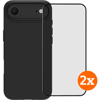 Koop BlueBuilt Protective Back Cover MagSafe iPhone Air Zwart + Screenprotector Glas Duo Pack - 6151131395399