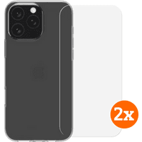 Koop BlueBuilt Back Cover iPhone 16 Pro Max Transparant + Screenprotector Glas Duo Pack - 6151131410412