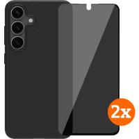 Koop BlueBuilt Samsung Galaxy S25 Back Cover Zwart + Privacy Filter Screenprotector Duo Pack - 6151131456465