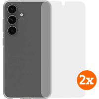 Koop BlueBuilt Back Cover Samsung Galaxy S25 Transparant + Screenprotector Glas Duo Pack - 6151131542564