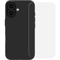 Koop BlueBuilt Back Cover iPhone 16 Zwart + Screenprotector Glas - 6151131548580
