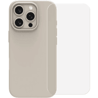 Koop BlueBuilt Back Cover iPhone 16 Pro Beige + Screenprotector Glas - 6151131627643
