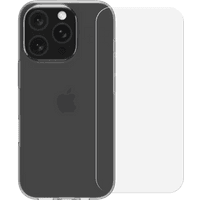 Koop BlueBuilt Back Cover iPhone 16 Pro Transparant + Screenprotector Glas - 6151131630643