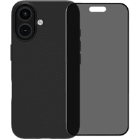 Koop BlueBuilt Back Cover iPhone 16 Zwart + Privacy Filter Screenprotector Glas - 6151131770721