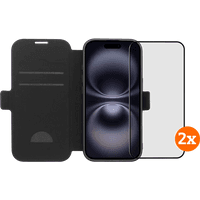 Koop BlueBuilt Apple iPhone 17 Book Case Leer Zwart + Screenprotector Glas Duo Pack - 6151131793713