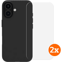 Koop BlueBuilt Back Cover iPhone 16 Zwart + Screenprotector Glas Duo Pack - 6151131978974