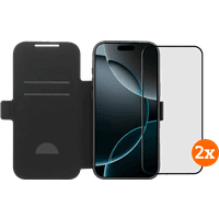 Koop BlueBuilt Apple iPhone 17 Pro Max Book Case Leer Zwart + Screenprotector Duo Pack - 6151131982919