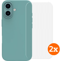 Koop BlueBuilt Back Cover iPhone 16 Groen + Screenprotector Glas Duo Pack - 6151132019034