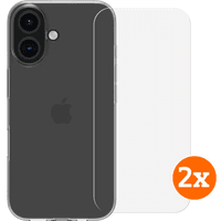 Koop BlueBuilt Back Cover iPhone 16 Transparant + Screenprotector Glas Duo Pack - 6151132056015