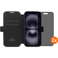 Koop BlueBuilt Apple iPhone 17 Book Case Leer Zwart + Privacy Filter Screenprotector Duo Pack - 6151132073081